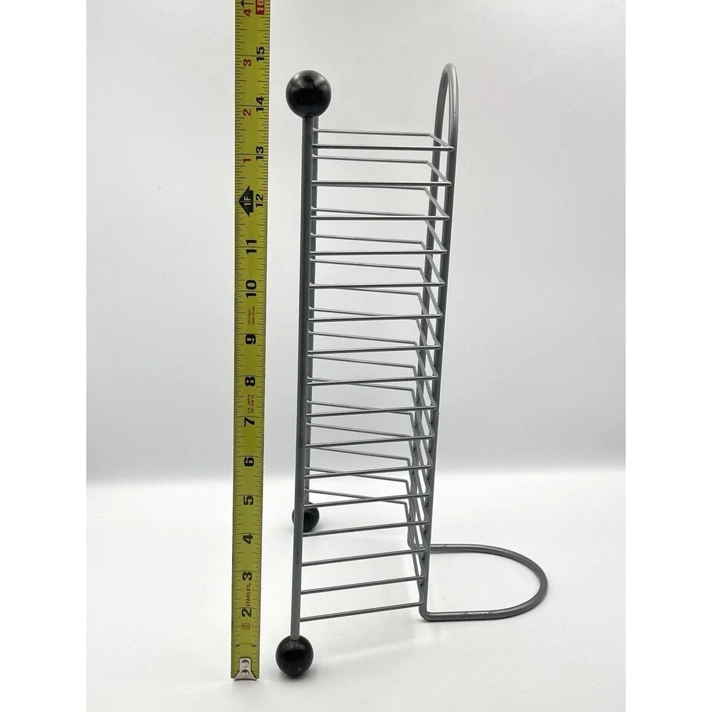 DVD Storage Rack Holder 16 Disc Metal Gray Freestanding Organizer Stand 15